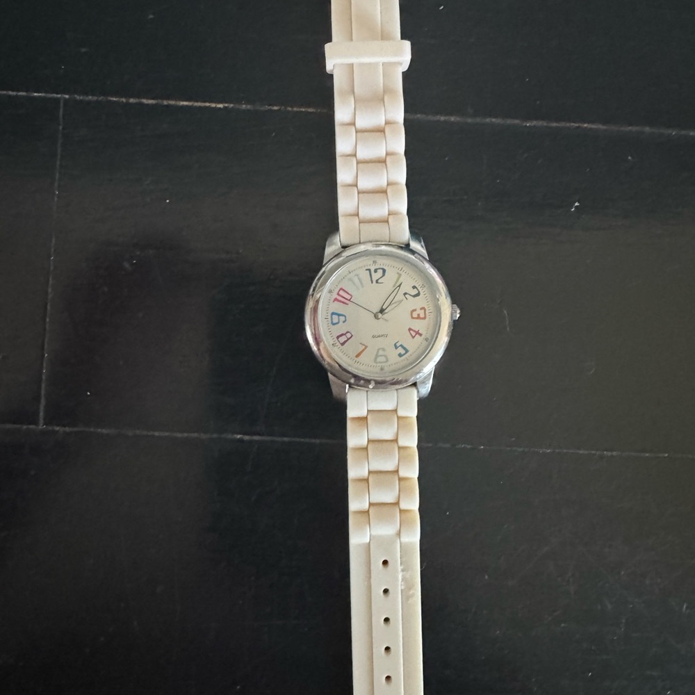 White Silicone Watch with Colorful Numerals